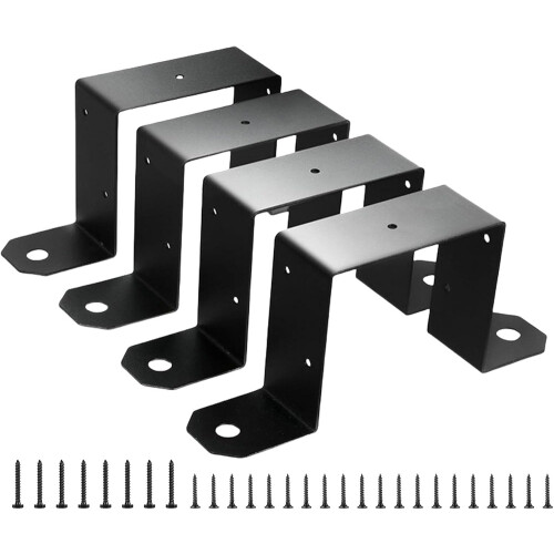 Heavy Duty Deck Fence Brackets for 4x4 Posts with Black Coating, Secure Outdoor Structures 1