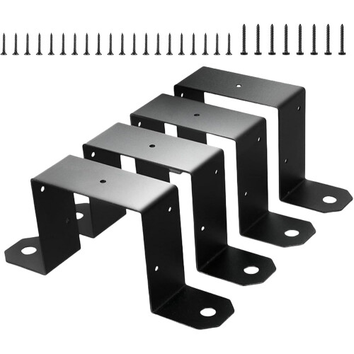 Heavy Duty Deck Fence Brackets for 4x4 Posts with Black Coating, Secure Outdoor Structures 2