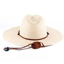 Beliebter Strandhut aus gewebtem Stroh, verstellbarer-Beige