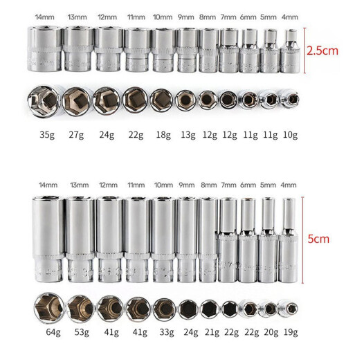 11Pcs Hex Socket Wrench Head Key Socket Wrench Hexagonal-long 2