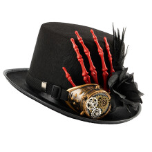 Chapeau haut gothique pour carnaval, haut de fĂŞte,-Noir et rouge