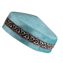 Casquettes juives respirantes de kippa,-Fil d'argent bleu