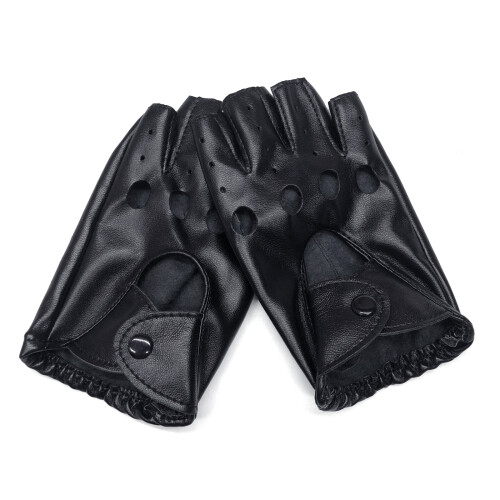 Damen Halbfingerhandschuhe Punk Rock Night Out-Schwarz
