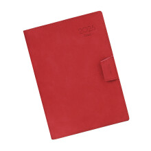 Professional 2026 Daily Planner Dated Leather Academic-Red