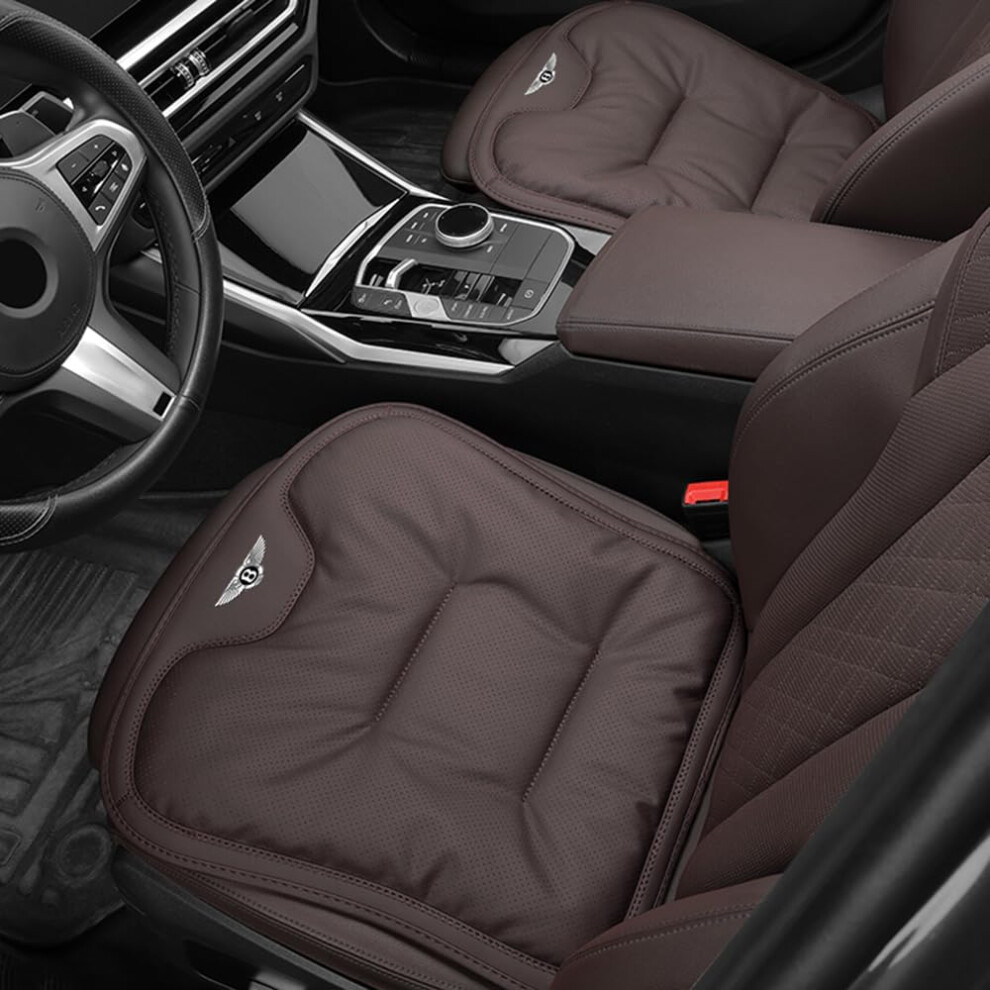 Car Seat Cushion For Bentley Continental Gt 20182023, Breathable Plush Leather Nonslip Protector Front Row 2 Piece Coffee 9119770681614