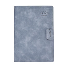 2026 Day Planner with Ribbon Bookmarks Elastic Pen-gray blue