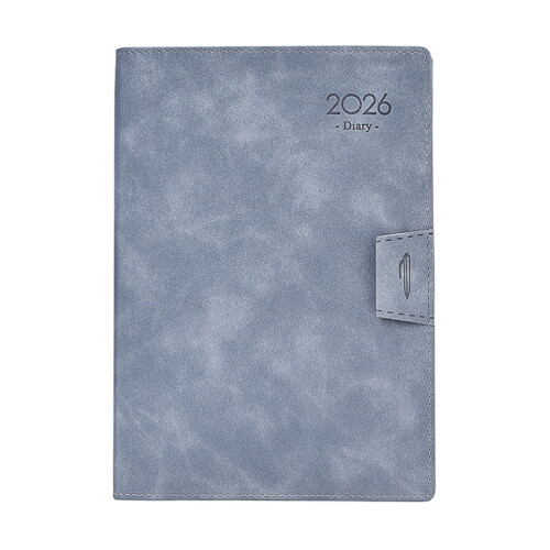 2026 Day Planner with Ribbon Bookmarks Elastic Pen-gray blue