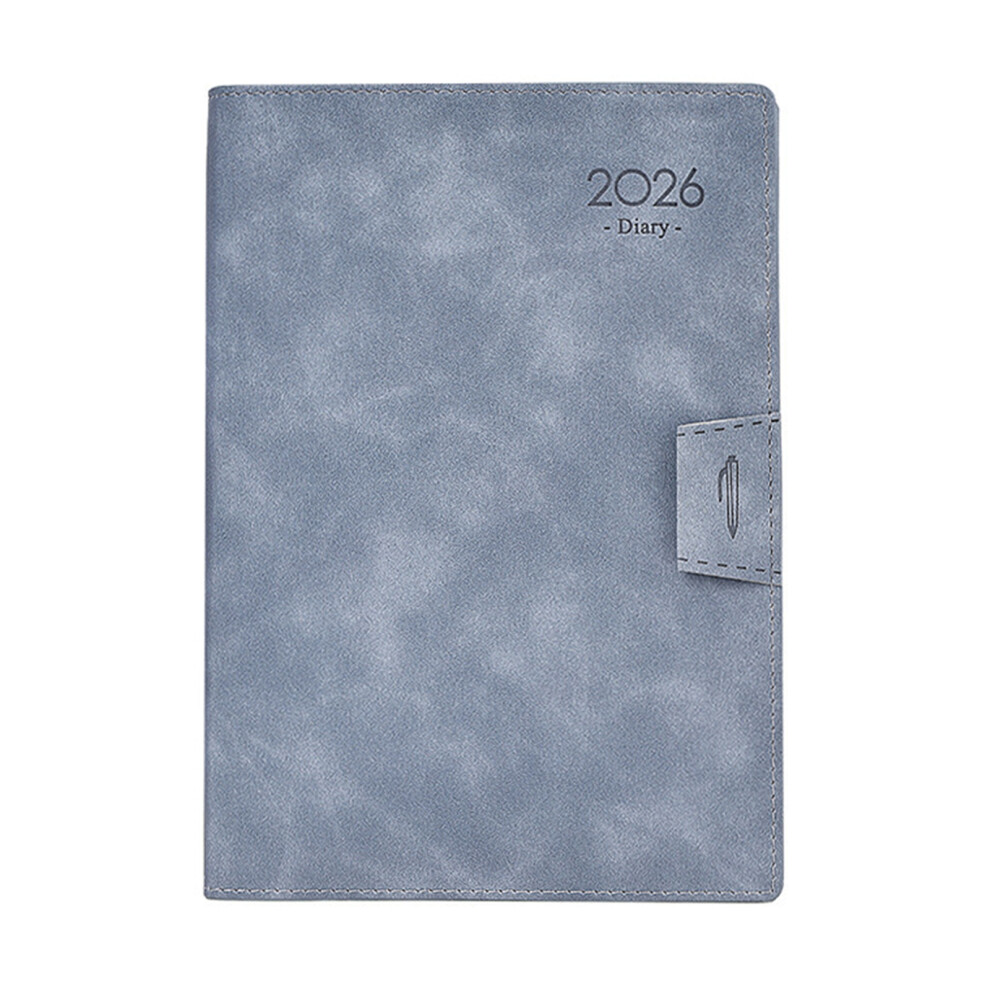 2026 Day Planner with Ribbon Bookmarks Elastic Pen-gray blue