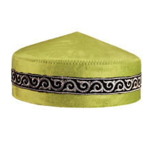 Atmungsaktive jüdische Yarmulke-Mützen,-Grüner Silberdraht