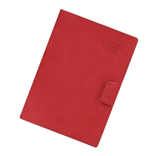 2026 Dagplanner met lintbladwijzers Elastische pensleuven-Rood