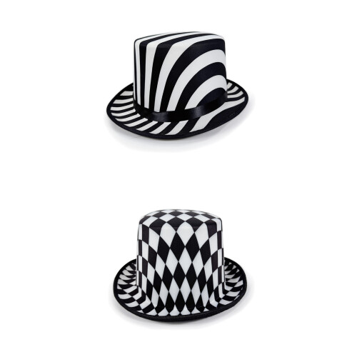 Black White Themed Magicians Hat-Black and white stri 1