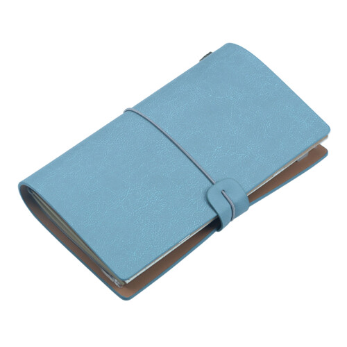 Journal de voyage rechargeable A6, couverture en-bleu clair