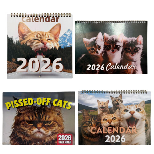 2026 Kitten Theme Calendar Twin Coil Binding Wall/Desk-2 2