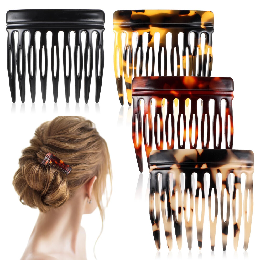 Unisex 4Pcs Vintage French Hair Side Combs For Women, Elegant Twist Styling Accessories For Updos