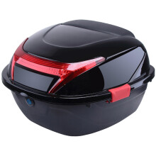 Motorcycle Box 35L Lockable Waterproof Luggage Case with Universal Mounting Plate and Reflector Black
