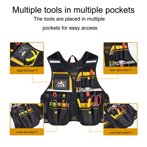 Electrician Tool Vest Front Pockets Hardware Tool Pouch-Blue 2