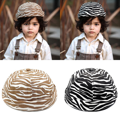 Zebras Pattern Docker Hat Adjustable Dome Hat Unisex-Khaki 1