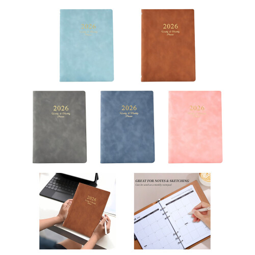 Hervulbare weekplanner 2026 met gedateerde pagina's-edel blauw 2