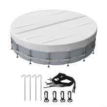 Round Solar Pool Cover 8FT with Drawstring, Weather Resistant for Debris Protection and Heating