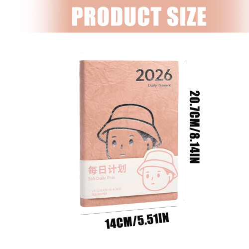 2026 Daily Planner with 200 Sheets Dated Leather Daily-pink 2