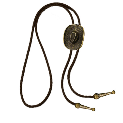 Collier cravate Bolo avec chapeau de Cowboy avec décor de blé-C