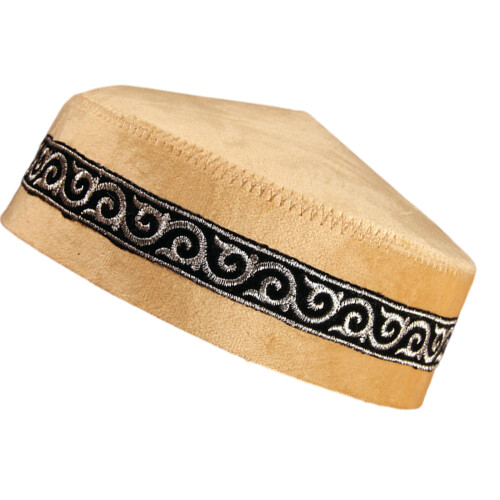 Islamischer Kufi-Hut, stilvoller runder-Khaki-Silberdraht