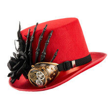 Chapeau à main squelette gothique, série foncée, grand-Rouge