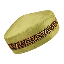 Chapeau de crâne ethnique classique pour hommes-Ligne or vert