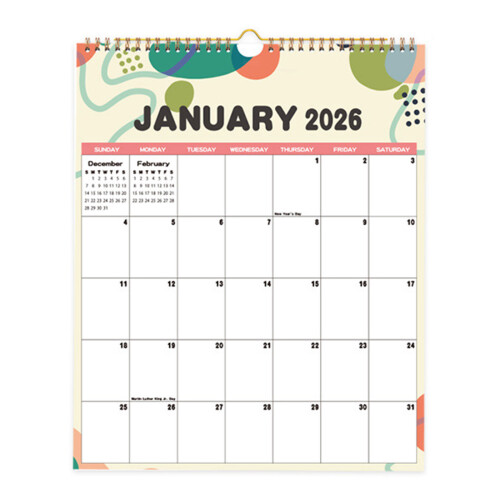 Planificateur de calendrier mural 2026 avec blocs- abstraction