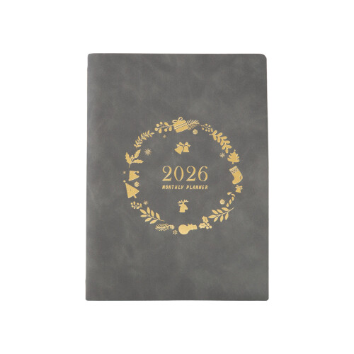 2026 Weekly Planner with Refillable 6 Rings Leather Binder-grey