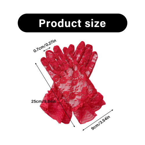 2 Lose luxuriöse kurze Spitzenhandschuhe mit-Lila 2