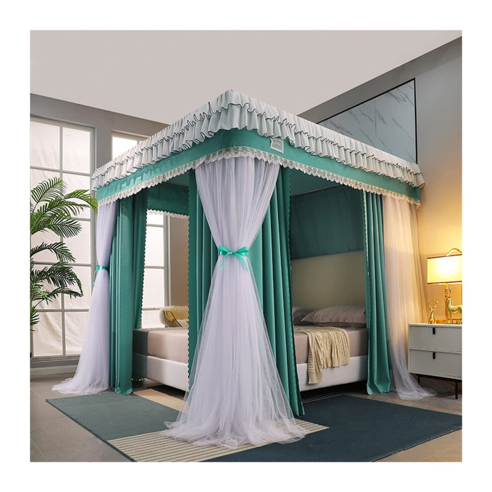 Luxury Bed Canopy with Mosquito Net, 360 Enclosure, Lace Design, Blackout Dustproof, 150x200x200cm