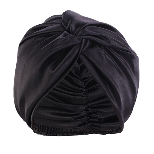 Seidenähnliche Schlafmütze, Twist-Knoten-Design,-Schwarz