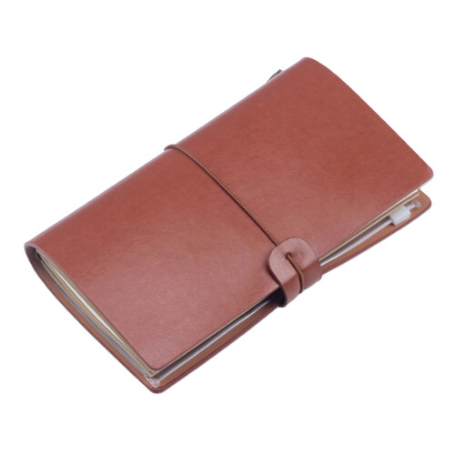 Elegant Refillable A6 Notebook with Blank Grid-light brown