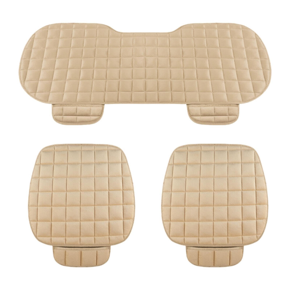 Auto Seat Cover 3Piece Set Universal Front Seat Pad And Rear Bench Protection Mat For Cars And Suvs Beige 9001264919719