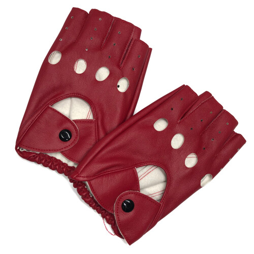 Punk-Halbfingerhandschuhe mit Mesh-Akzenten, rebellischer-Rot