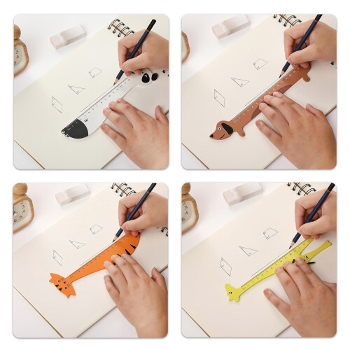 5 Pack Transparent Animal Pattern Rulers Safe Learning 1