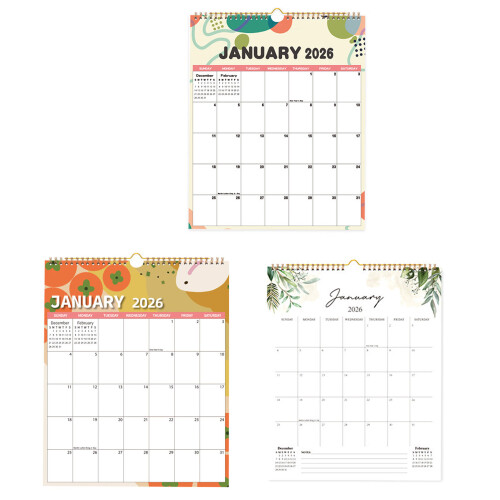 2026 Wall Calendar Planner With Unlined-Green branches and l 2