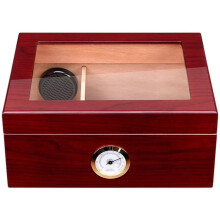 Large Capacity Wooden Cigar Humidor Box with Builtin Hygrometer and Humidifier