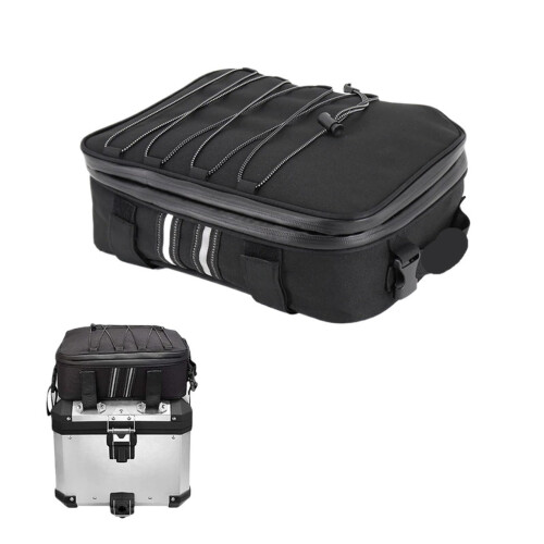 Motorcycle Tail Box with Quick Release, Expandable  Case, Reflective Rear Storage Bag