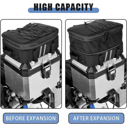 Motorcycle Tail Box with Quick Release, Expandable  Case, Reflective Rear Storage Bag 1