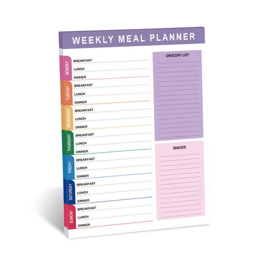 Organisateurs de repas Bloc-notes Pages détachables Papier épais