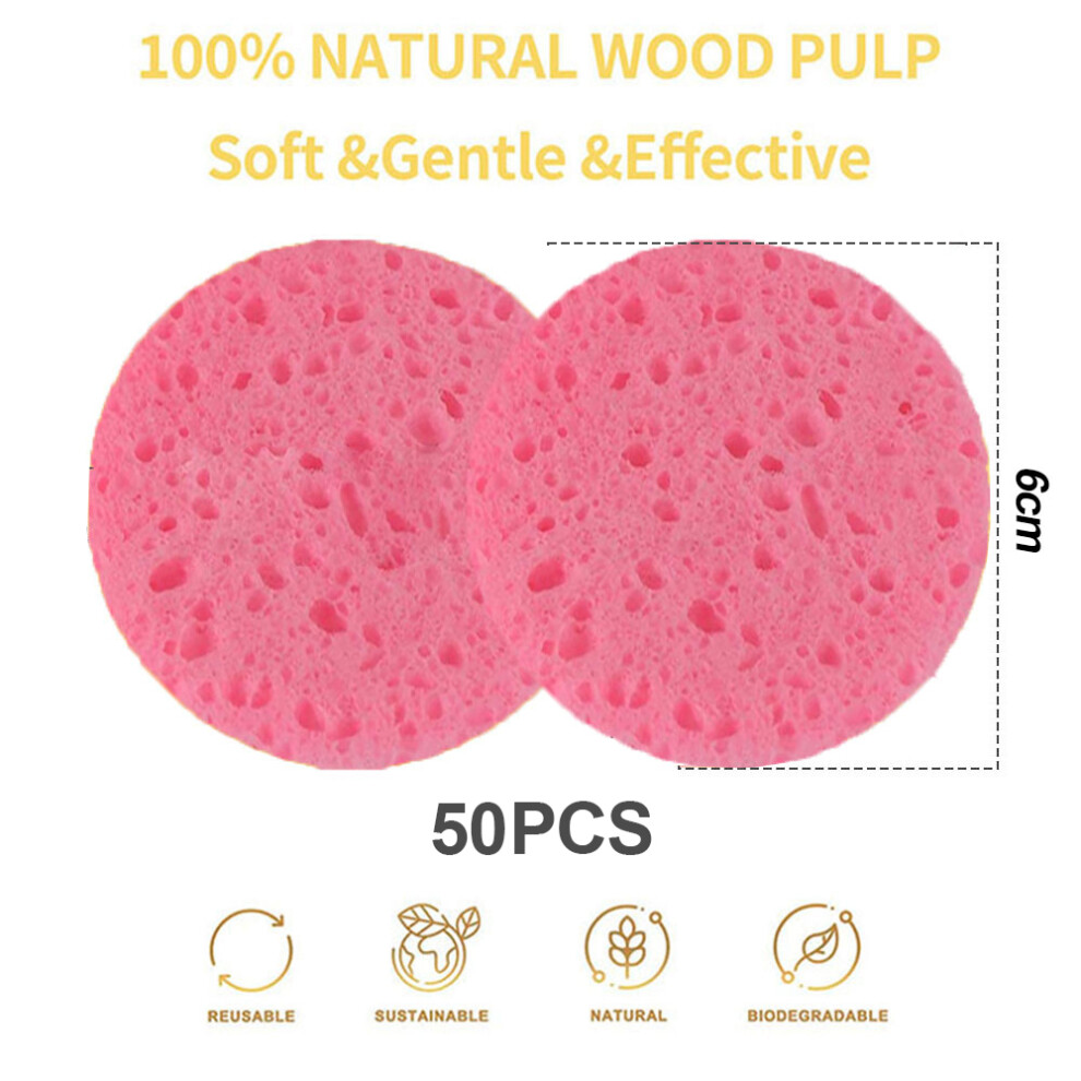 Facial Sponges Compressed for Daily Use, Natural Cellulose Face Sponge Gentle Exfoliating Cleansing Tool, Professional Cosmetic Spa Sponges for Face