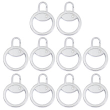 10pcs Metal Zipper Pulls Fixer Head Travel Bag Zipper-silver