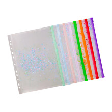 Enveloppe de documents transparente scintillante, avec trou,-A4.