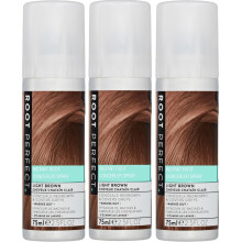 3 x 75ml Root Perfect Instant Root Concealer Spray - Light Brown