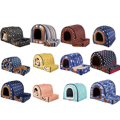 Warm Cat Cave Bed for Indoor Cat Cartoon Pattern Hideaway-M 9 2