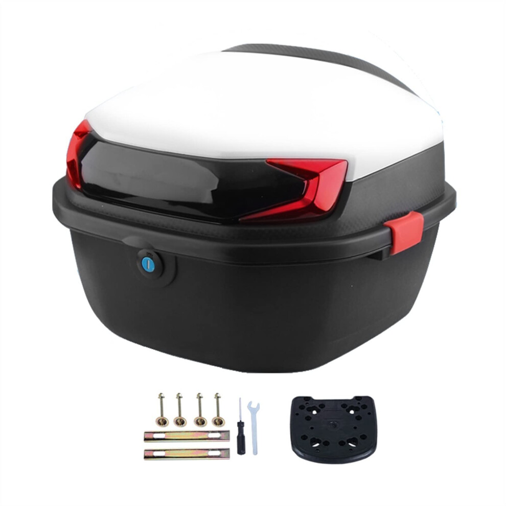 Motorcycle Box With Helmet Storage, Universal Scooter Tail Box With Mounting Hardware, White 9119770684332