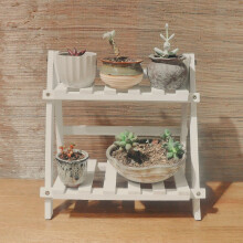 Plant Stand Wooden MultiTier Shelf for Indoor Outdoor Use Balcony Succulent Display White 35x35x17cm