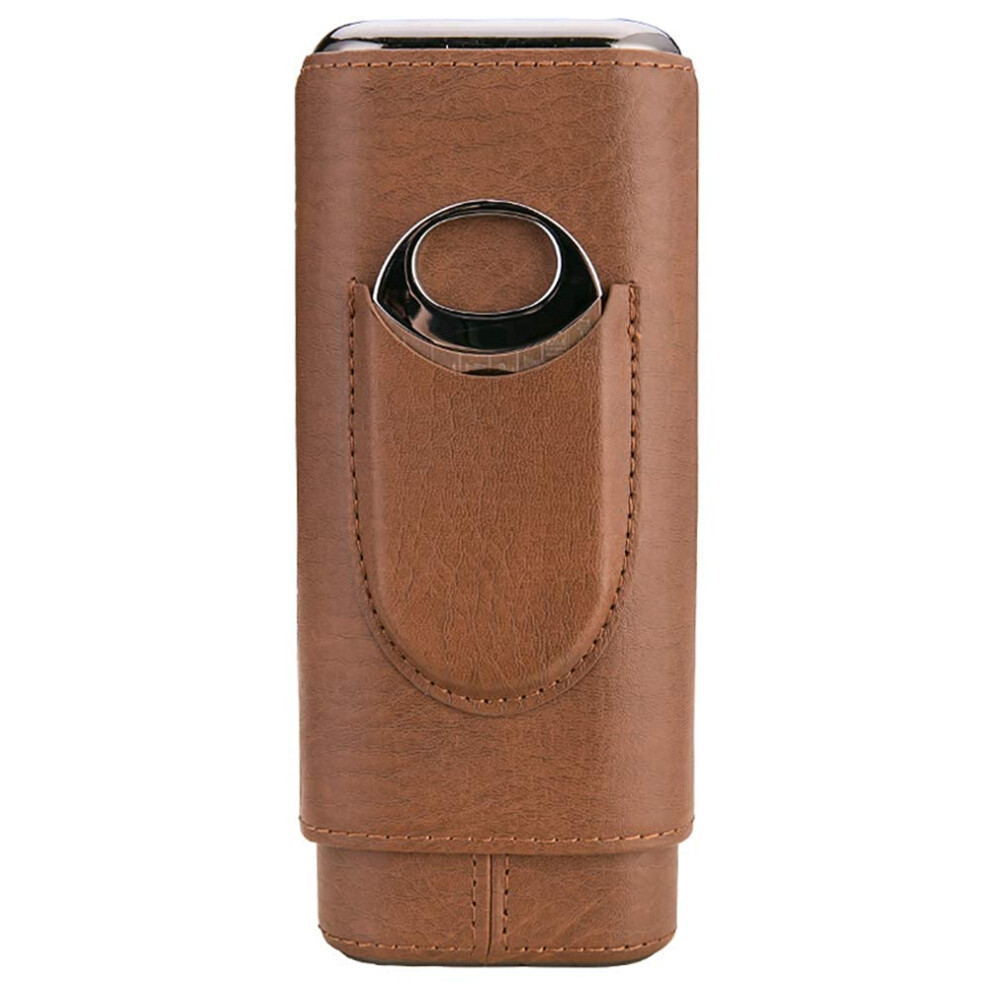 Cigar Travel Humidor Waterproof Leather Case with Cedar Wood Lining Holds 3 Cigars Ref: 2525